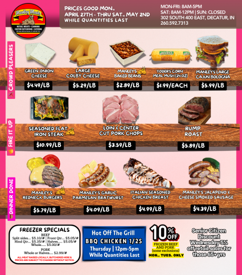 Manley Meats Weekly Specials