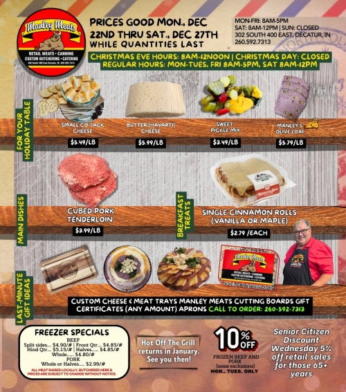 Manley Meats Weekly Specials