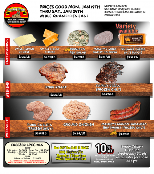 Manley Meats Weekly Specials