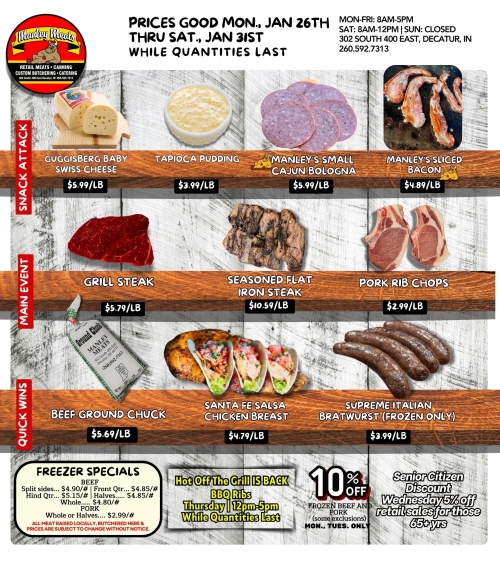 Manley Meats Weekly Specials