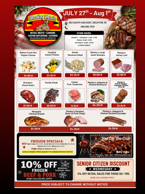Manley Meats Weekly Specials