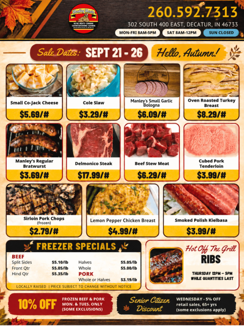 Manley Meats Weekly Specials