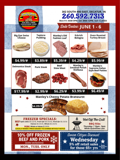 Manley Meats Weekly Specials