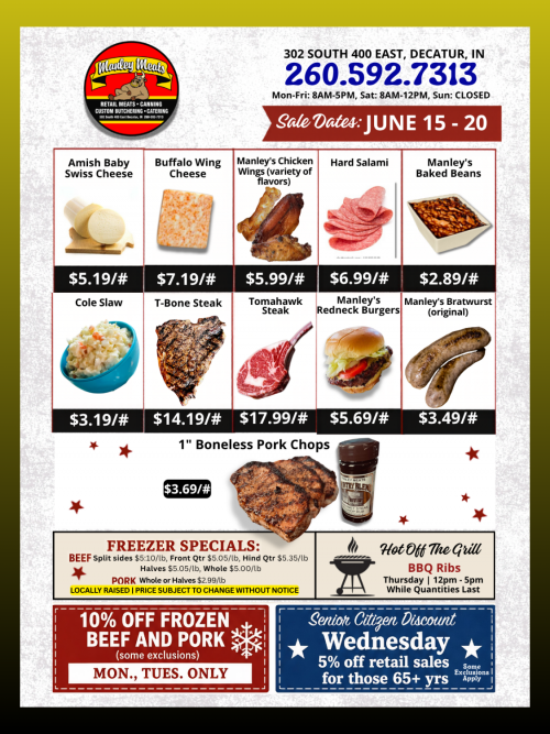 Manley Meats Weekly Specials