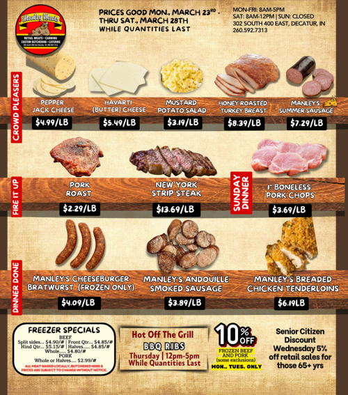 Manley Meats Weekly Specials