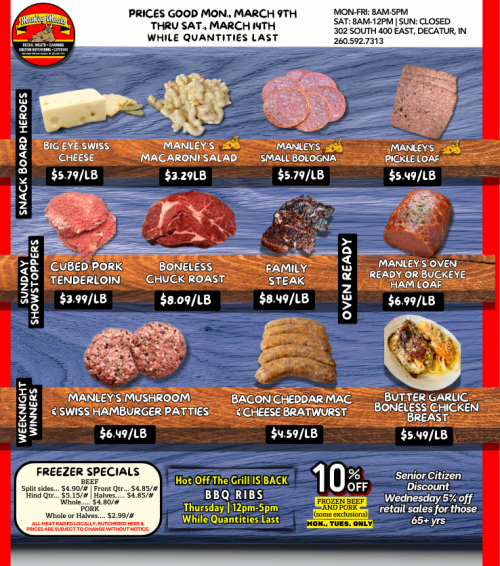 Manley Meats Weekly Specials
