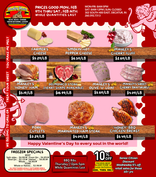 Manley Meats Weekly Specials
