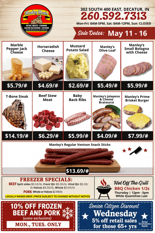 Manley Meats Weekly Specials