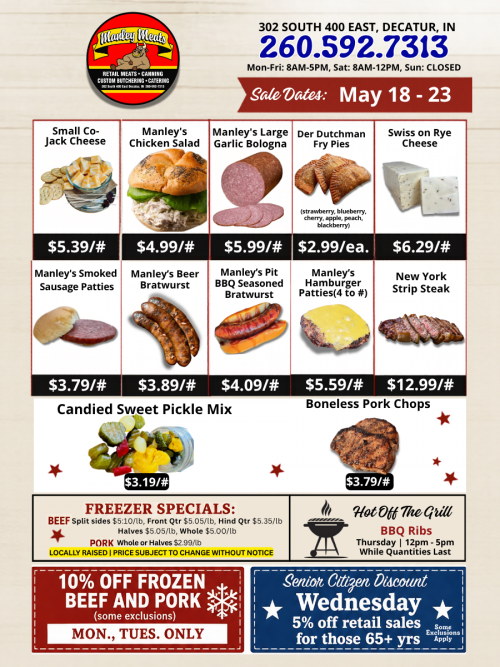 Manley Meats Weekly Specials