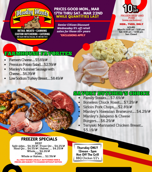 Manley Meats Weekly Specials