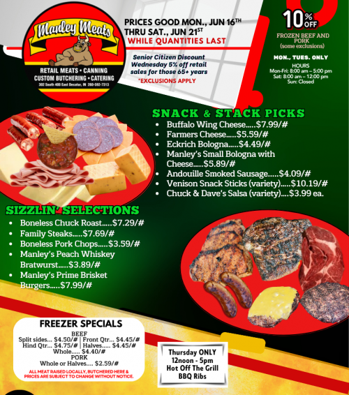 Manley Meats Weekly Specials