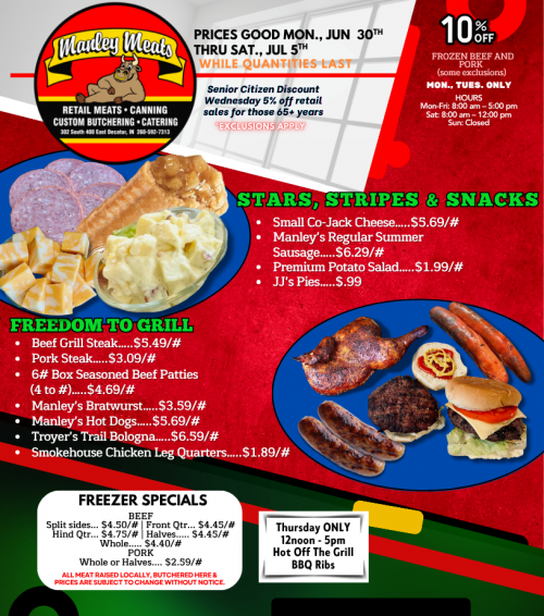 Manley Meats Weekly Specials