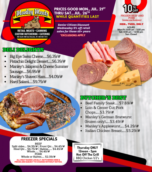 Manley Meats Weekly Specials