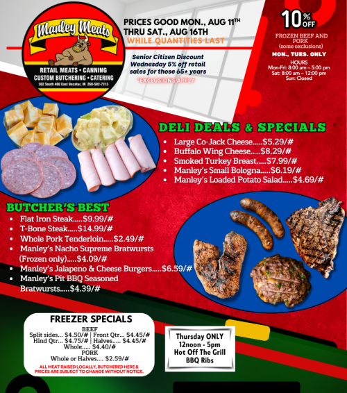 Manley Meats Weekly Specials