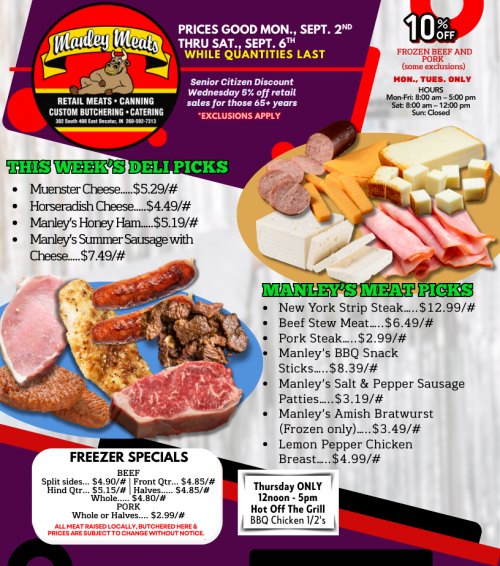Manley Meats Weekly Specials