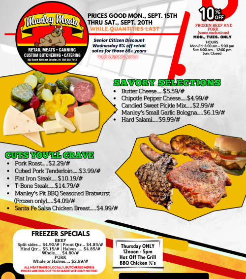 Manley Meats Weekly Specials