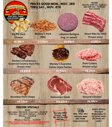 Manley Meats Weekly Specials