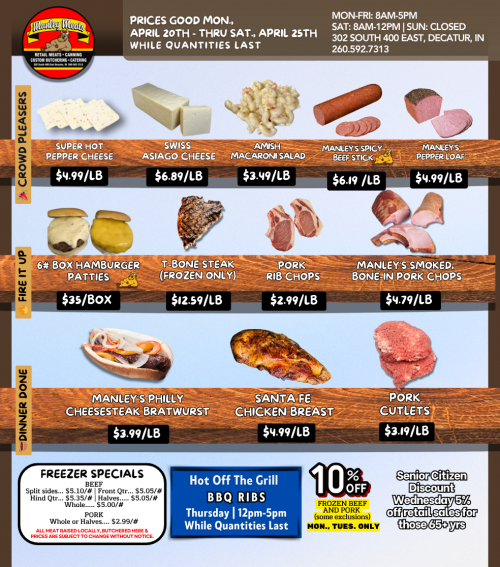 Manley Meats Weekly Specials