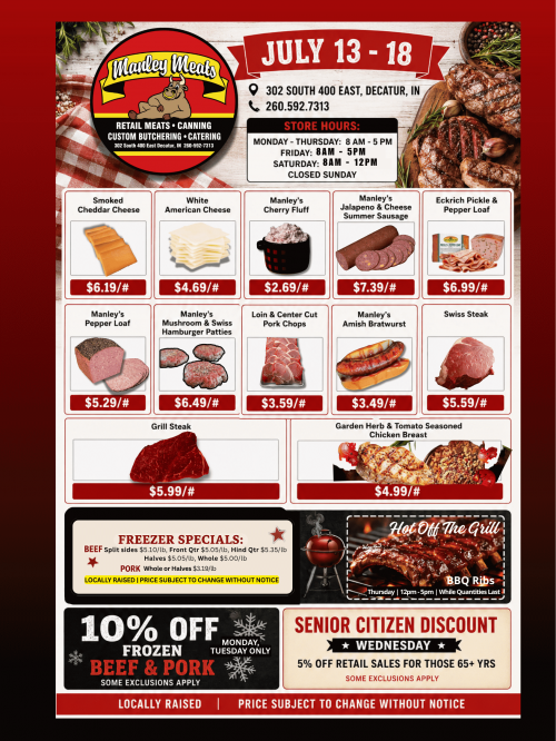 Manley Meats Weekly Specials